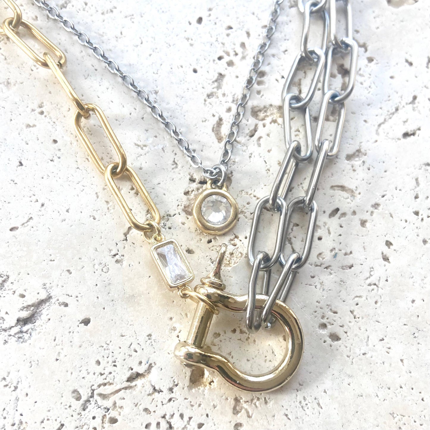 Edgy glam jewelry mixed metal jewelry stainless non tarnish