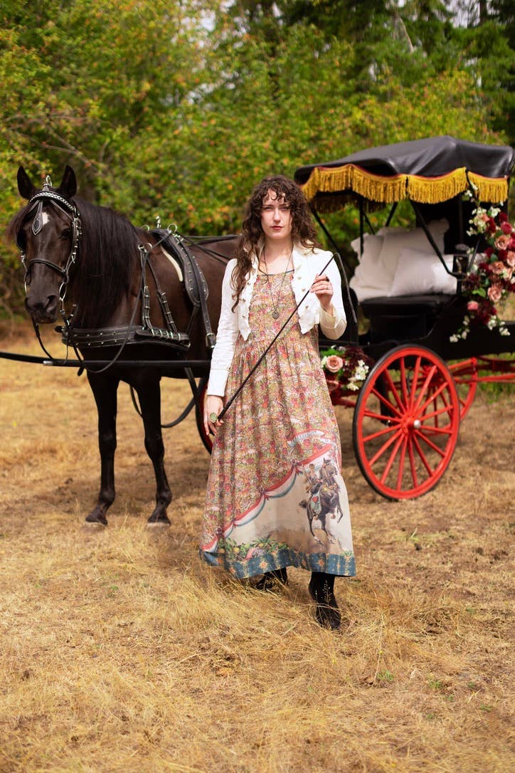 Love Revolution Bohéme Slip Dress w/ Sun, Horse & Florals