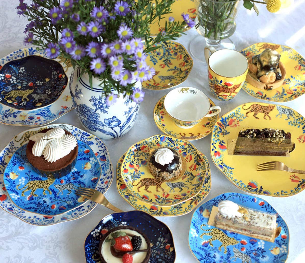 Amazon Rainforest Bone China Plates In Blue, Set Of Three