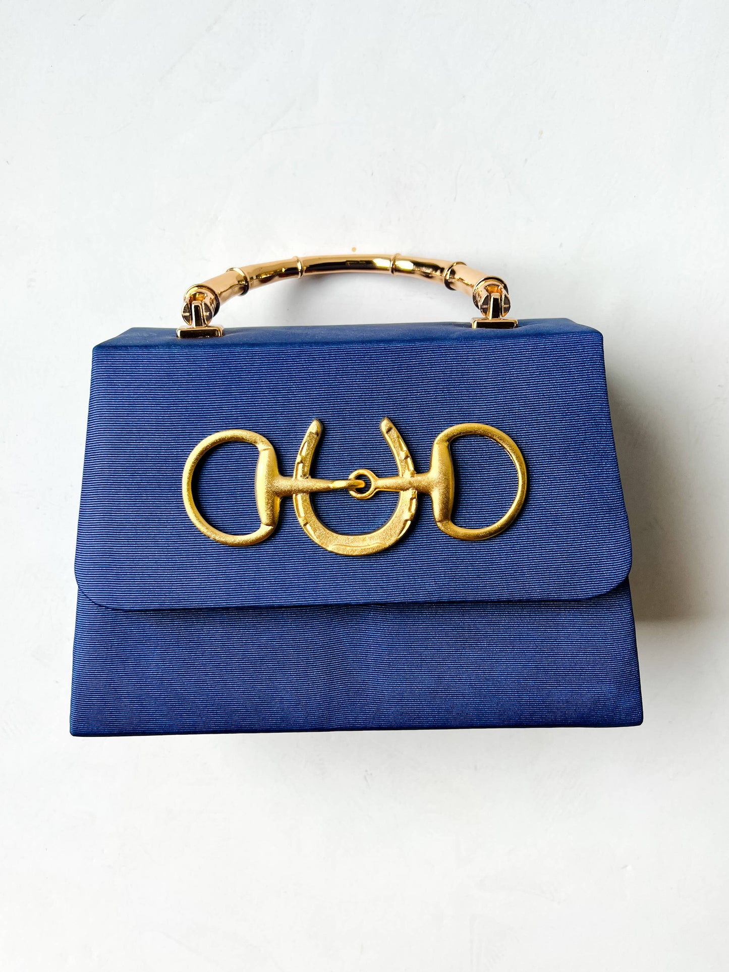 Navy Faille Lulu with Gold Bamboo Handle