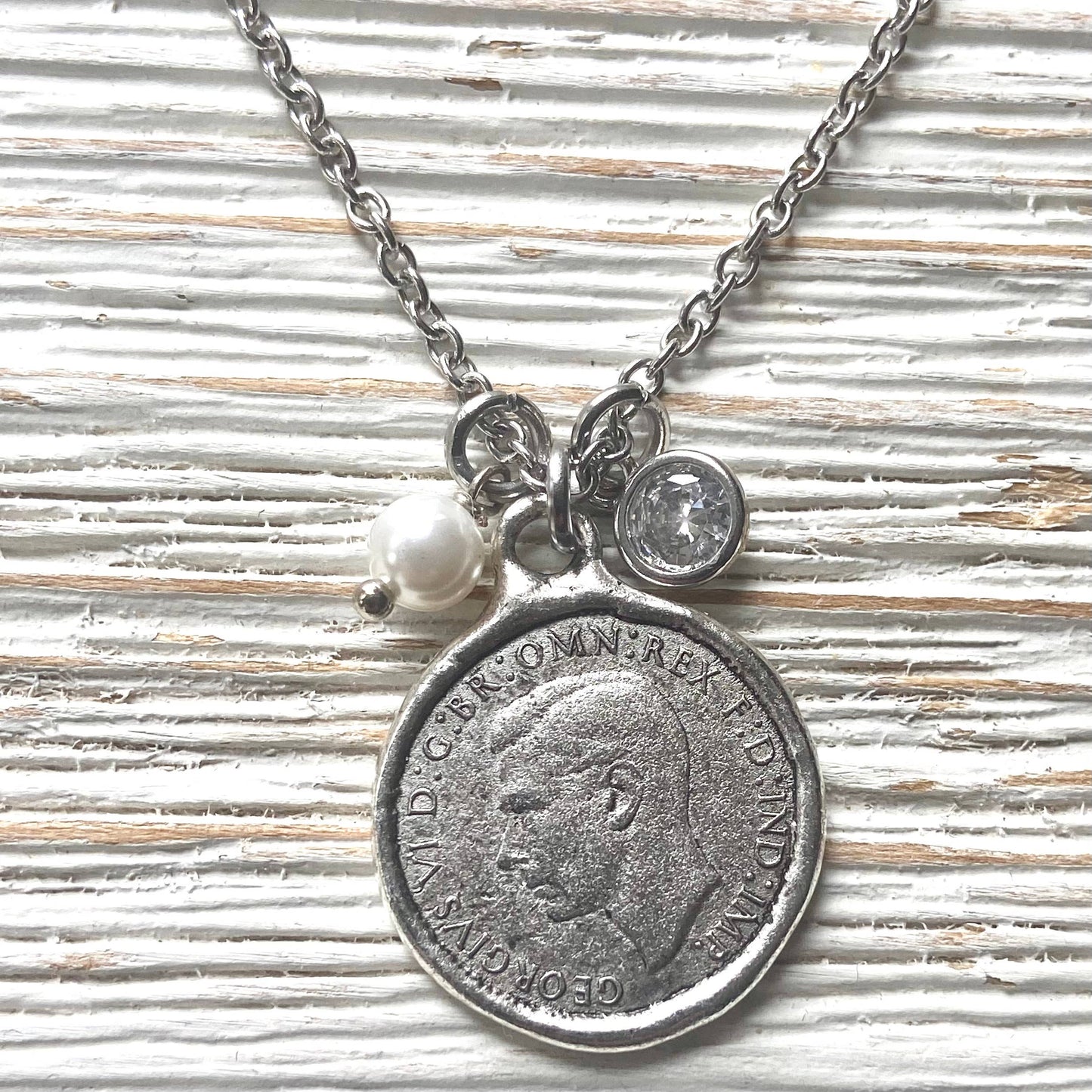 English farthing coin necklace silver England royal family