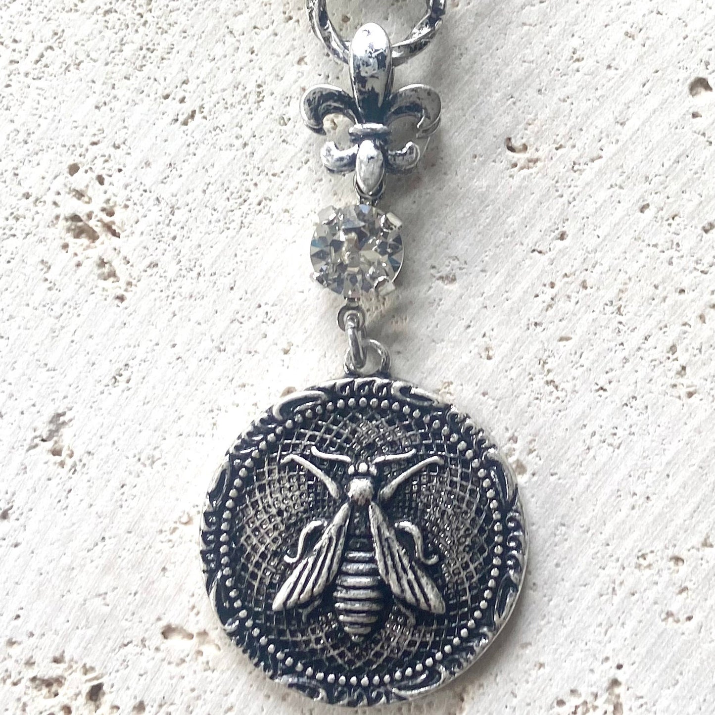 French bee coin necklace modern vintage jewelry boutique 