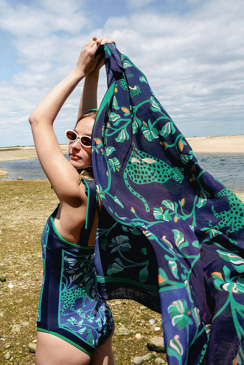 Beach Sarong Wrap - Leopards In The Verdant Wild