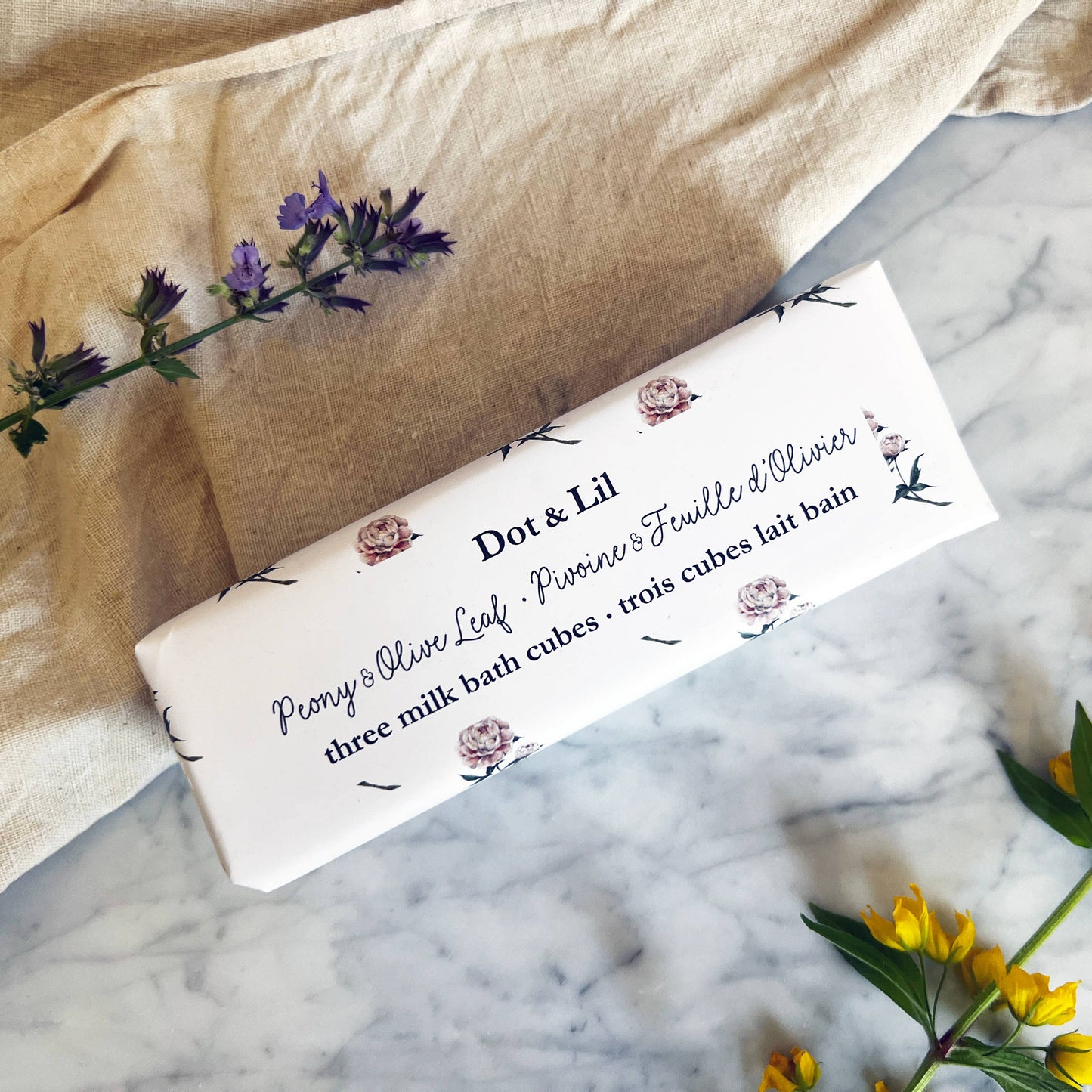 Peony & Olive Leaf Milk Bath Cubes Trio Gift Set