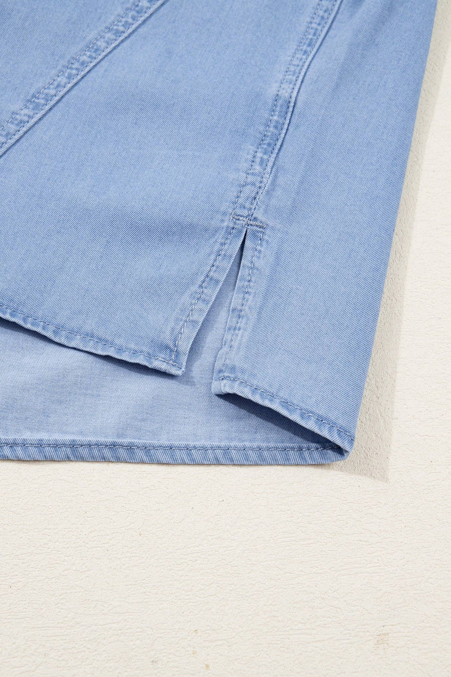 Blake Myosotis Chambray Shirt | Washed Drop Shoulder Top