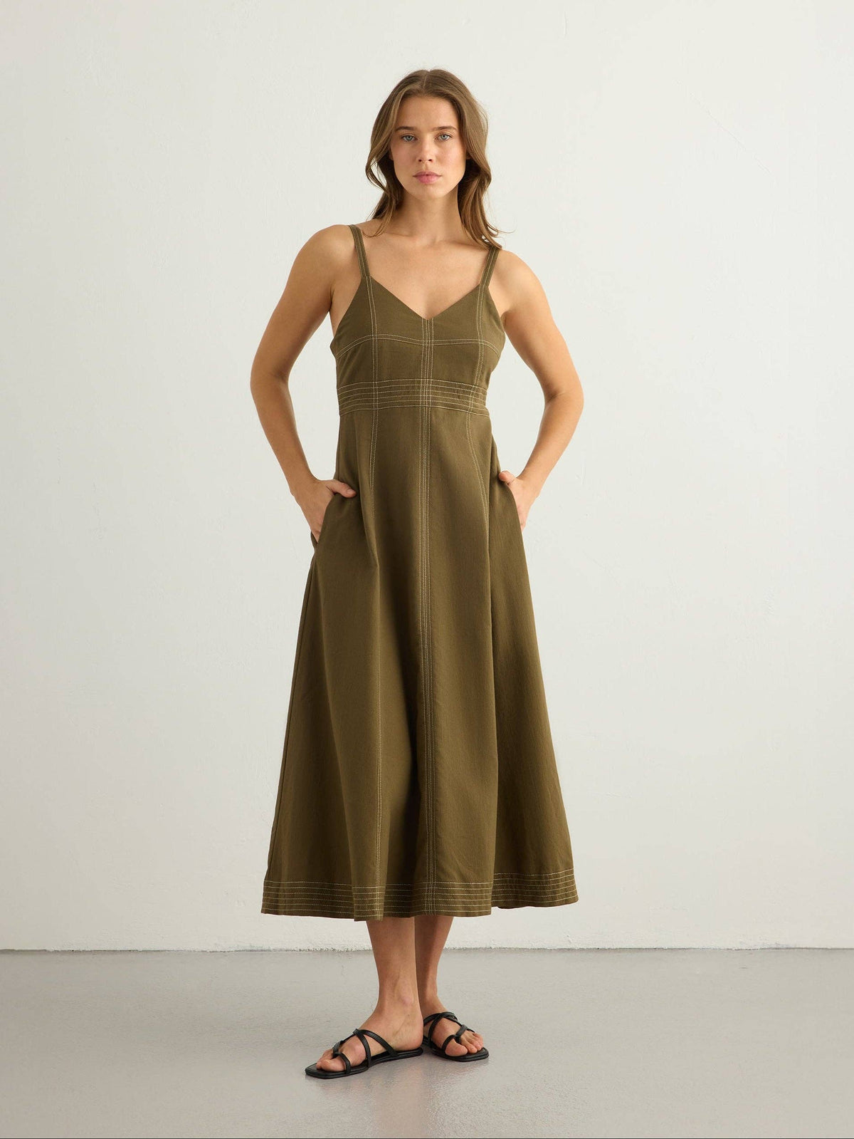 Eva Maxi Dress - Khaki Green