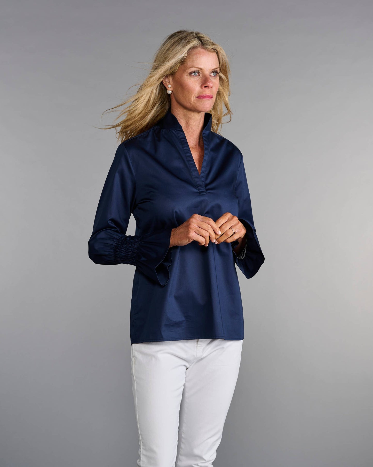 The Smocked Tunic in Deep Dark Blue
