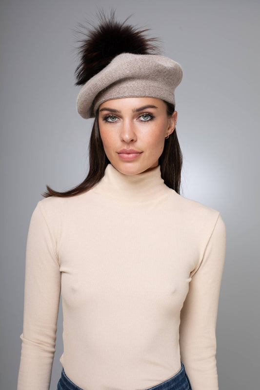 Beige Cashmere Beret