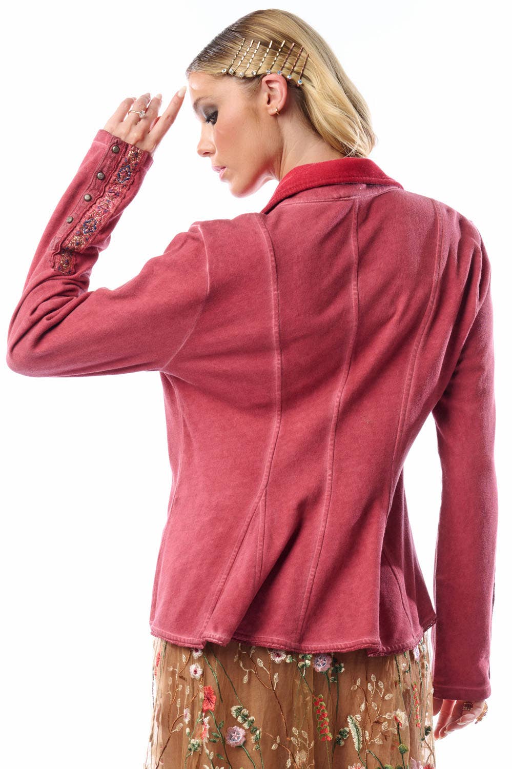 Colonel Red Velvet Jacket | Pinstripe Blazer | French Terry