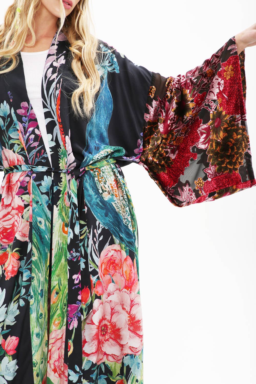 Sweet Fantasy Kimono | Peacock Floral Print | Women's Kimono