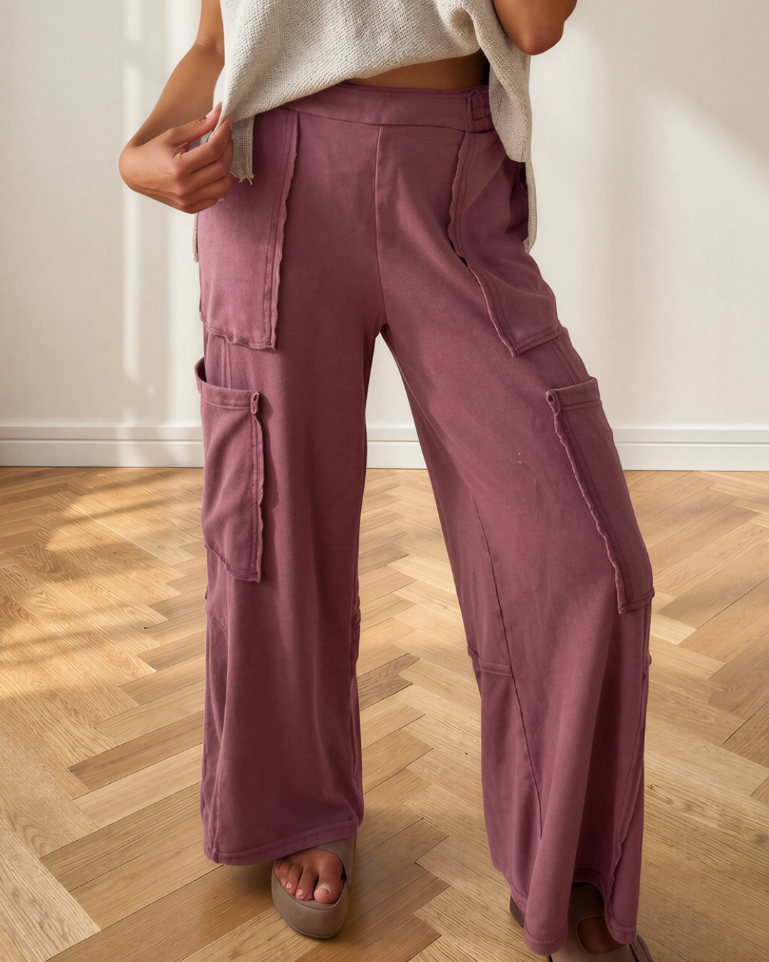 Colbie Mineral Wash Cargo Patched Pocket Utility Sweatpants