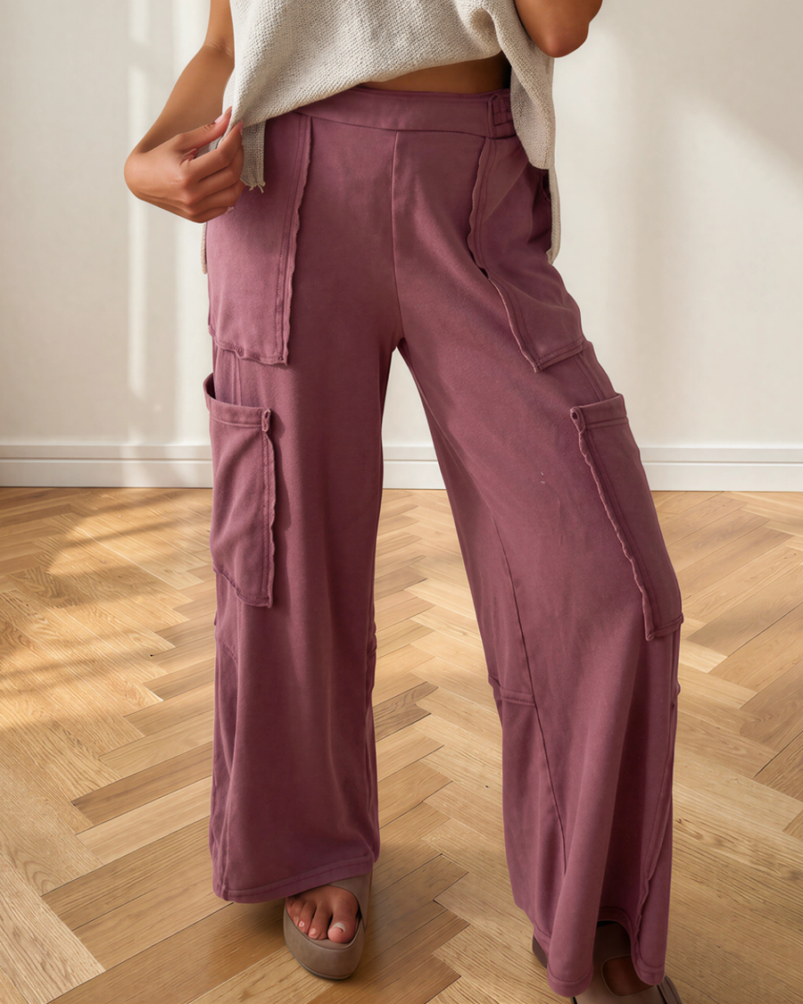 Colbie Mineral Wash Cargo Patched Pocket Utility Sweatpants