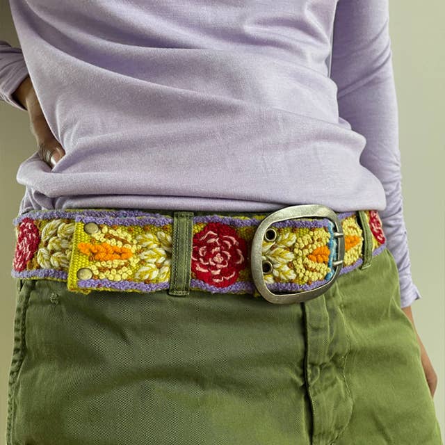 Harvest Floral Embroidered Wool Belt