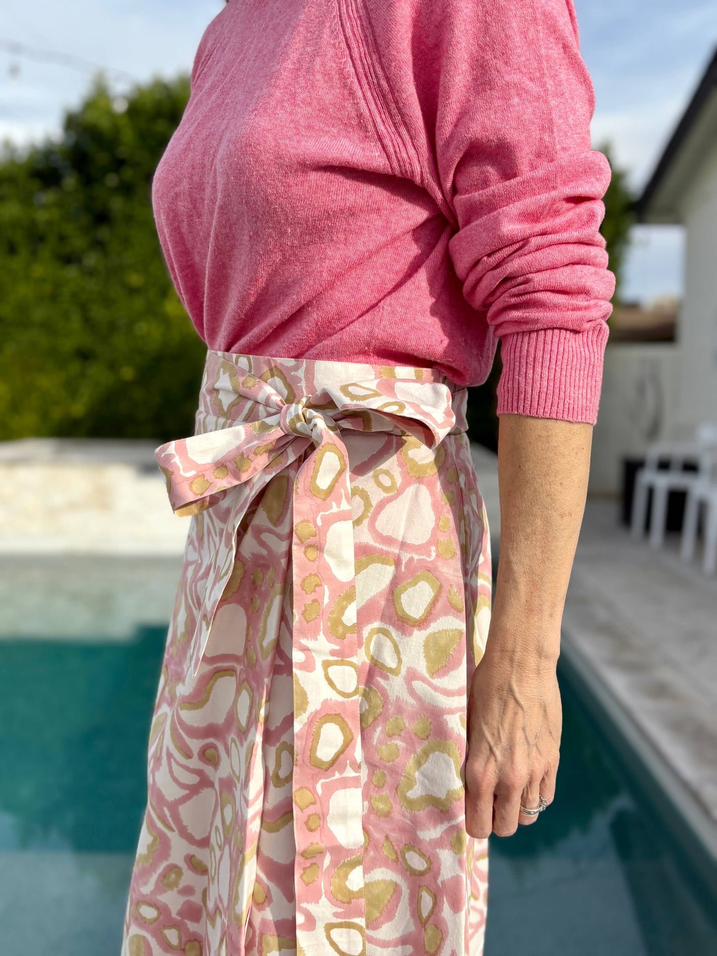 Blush Wild Dog Maxi Ruffle Wrap Skirt