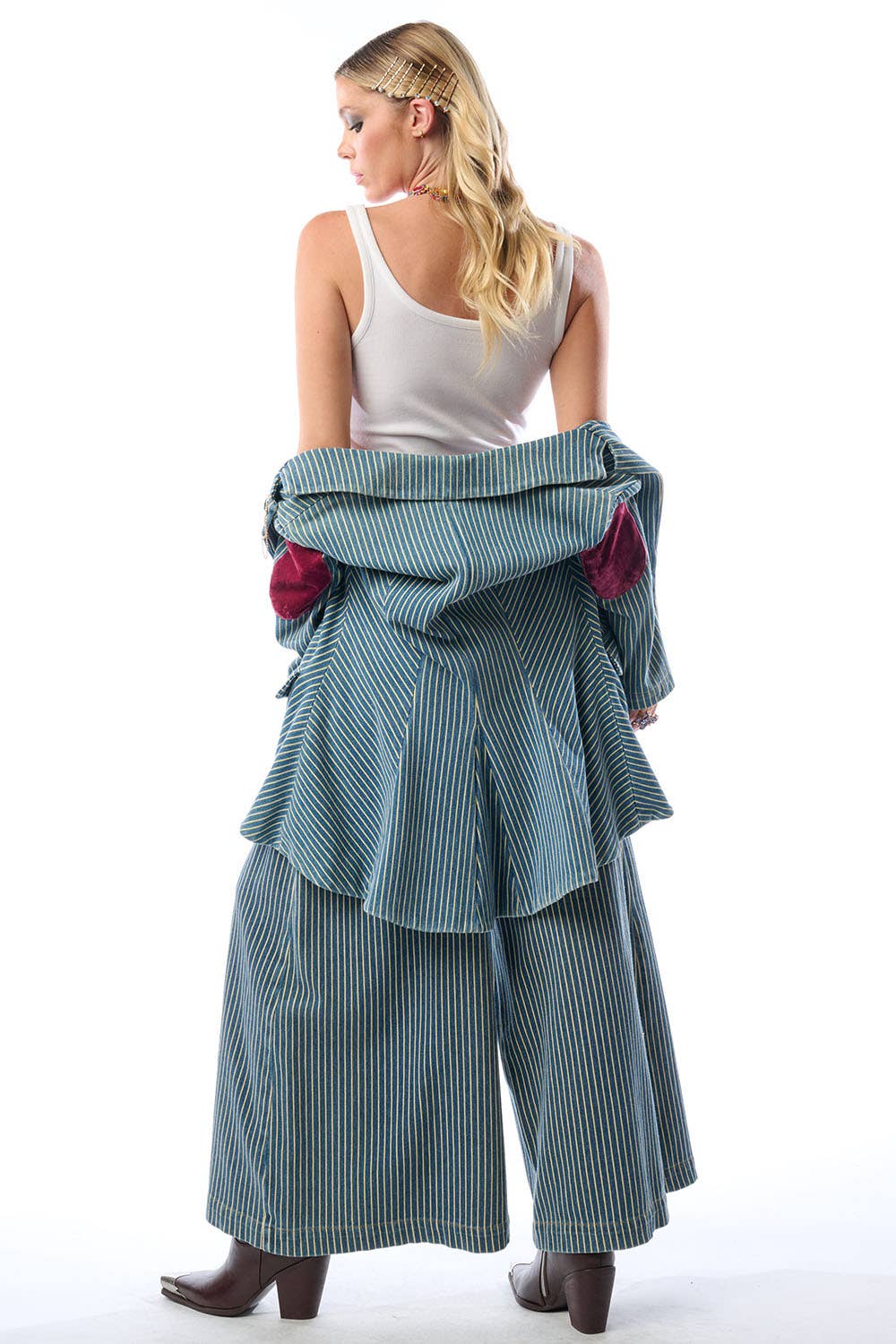 Adela Stripe Denim Blazer