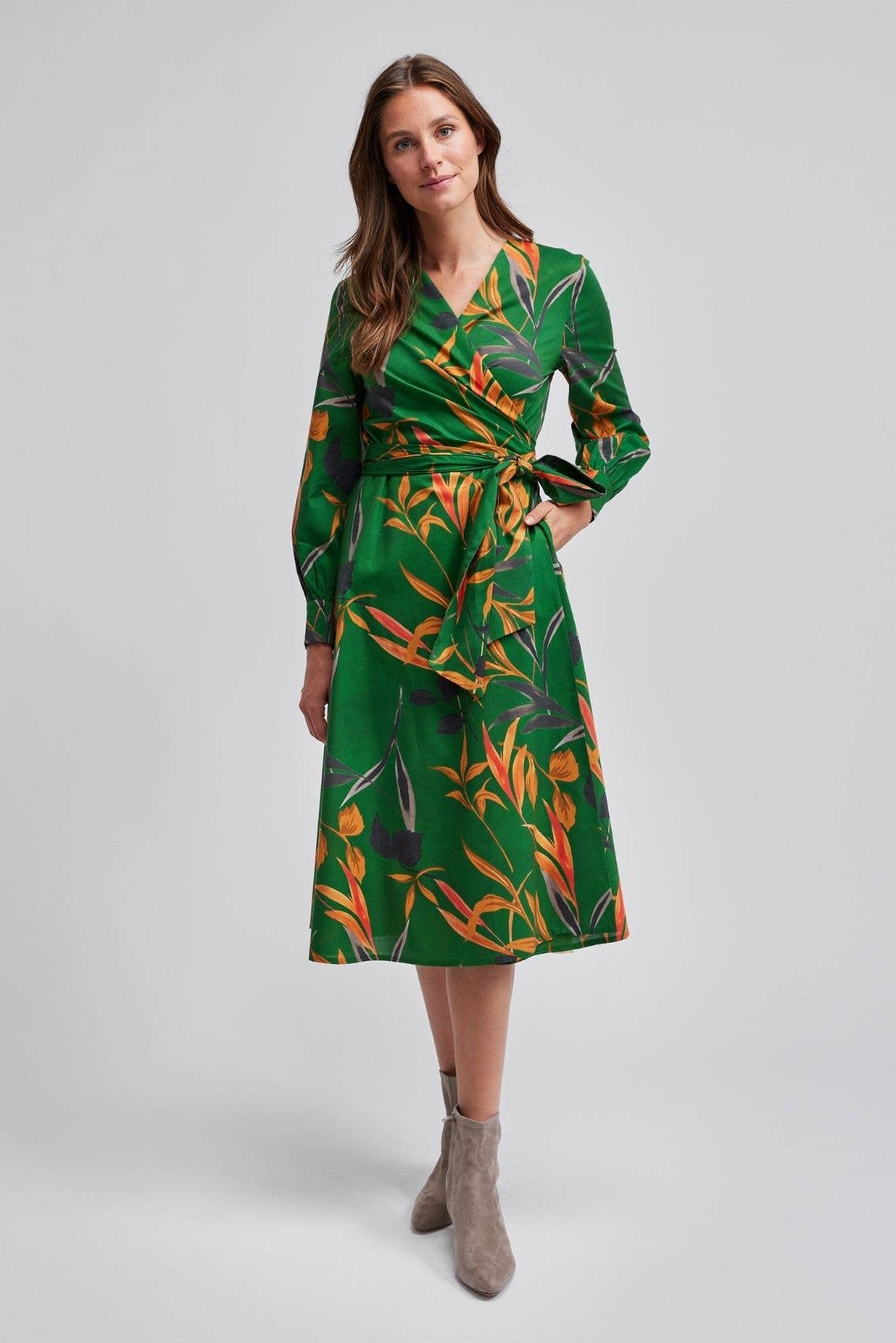 Wrap dress autumn leaves