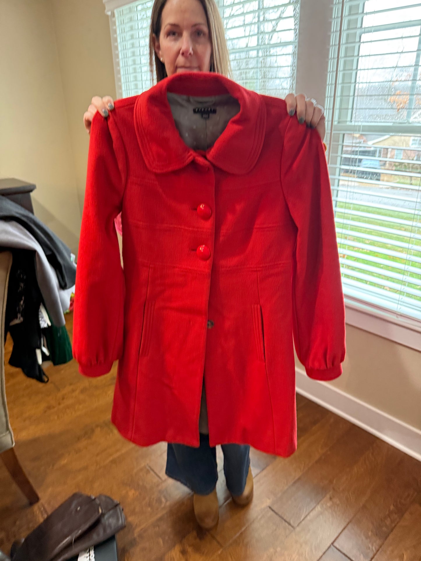 Kate Spade Red Wool Fit & Flare Coat - Luxury Consignment