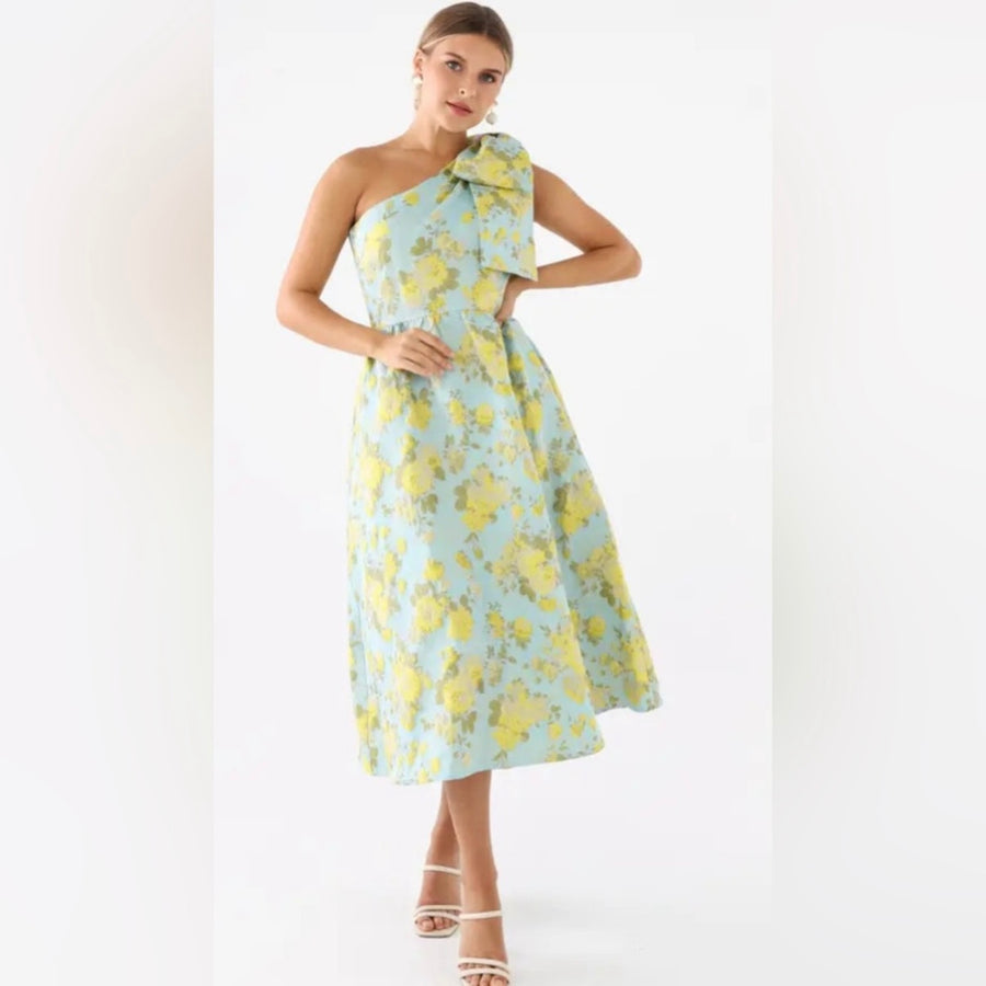 Caroline Dress in Rose Jacquard 