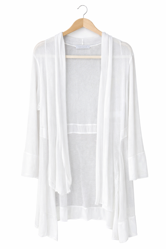 Weston Wear Sheer White Cardigan – Lightweight Open Front Duster - Consignment