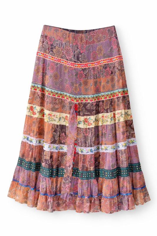 Johnny Was Bohemian Patchwork Tiered Skirt - Luxury Consignment