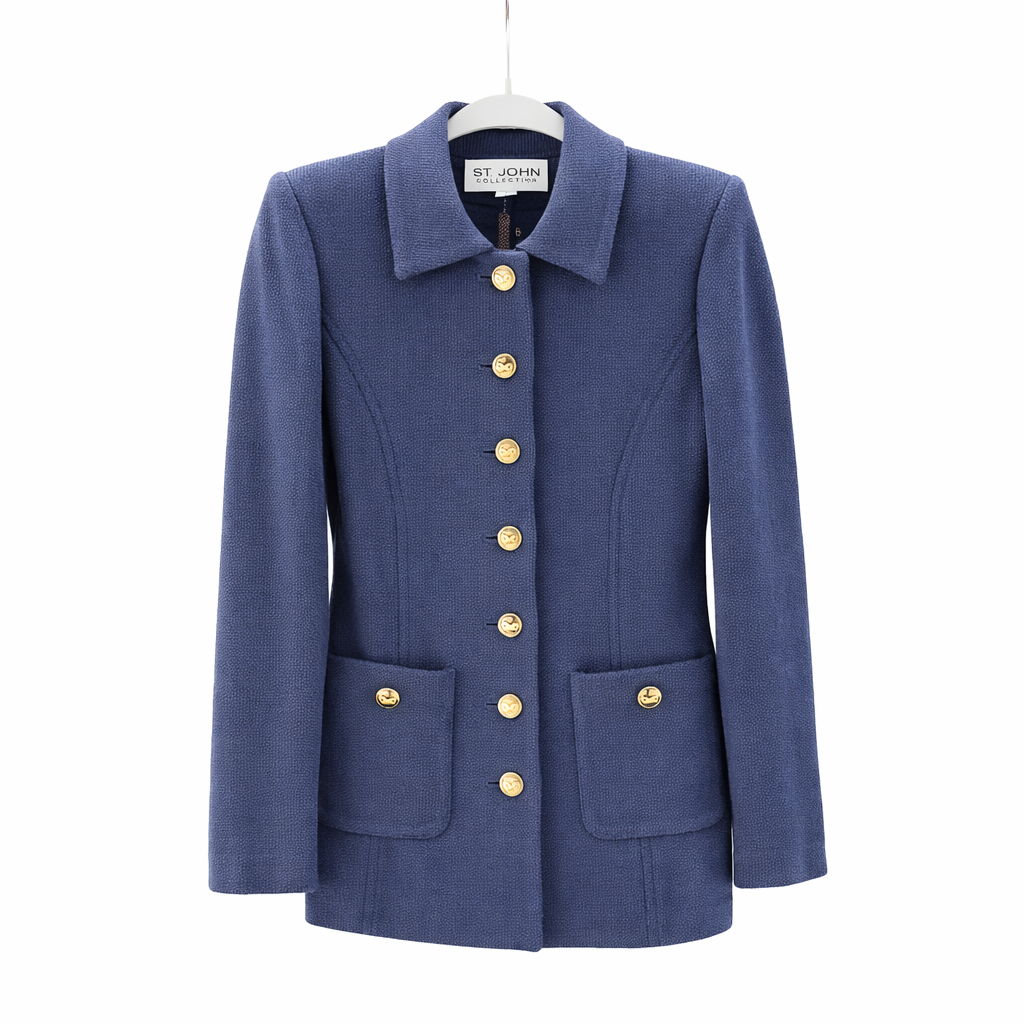 St. John Collection Navy Santana Knit Jacket - Luxury Consignment