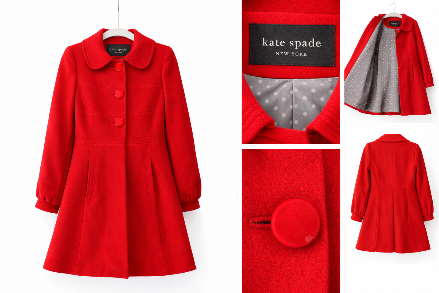 Kate Spade Red Wool Fit & Flare Coat - Luxury Consignment
