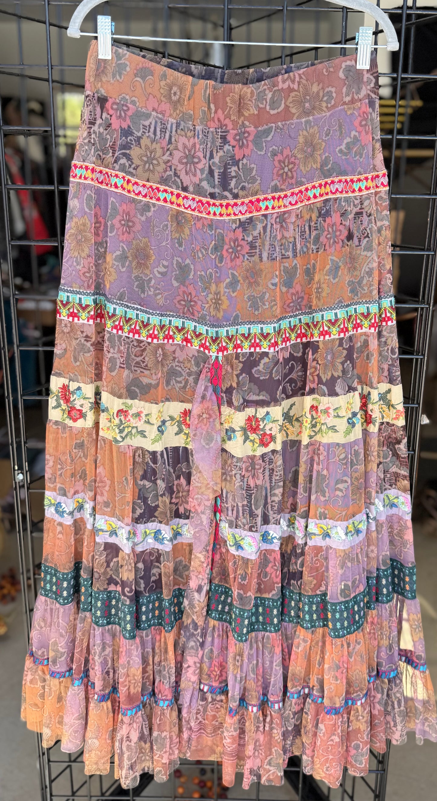 Johnny Was Bohemian Patchwork Tiered Skirt - Luxury Consignment