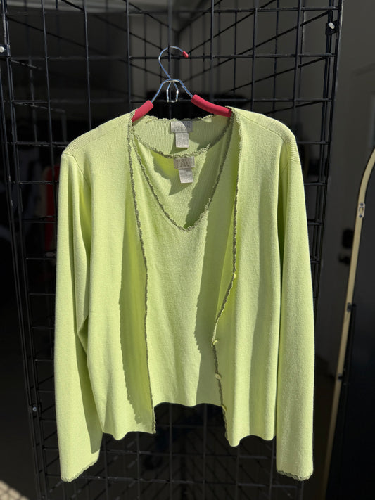 Sigrid Olsen Sport Lime Green Knit Twinset - Luxury Consignment