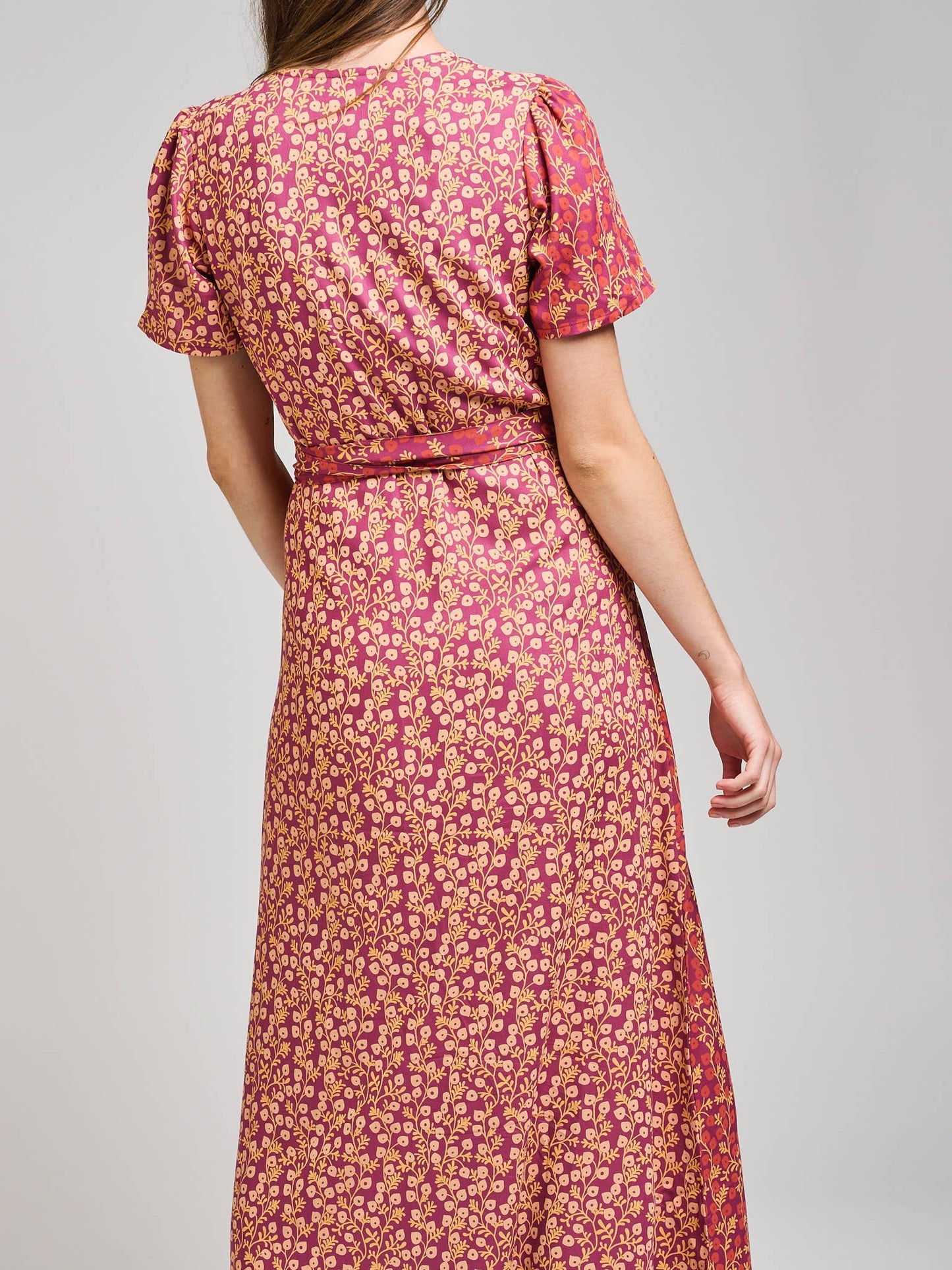 Wrap Maxi Dress Berry Poppy Mix