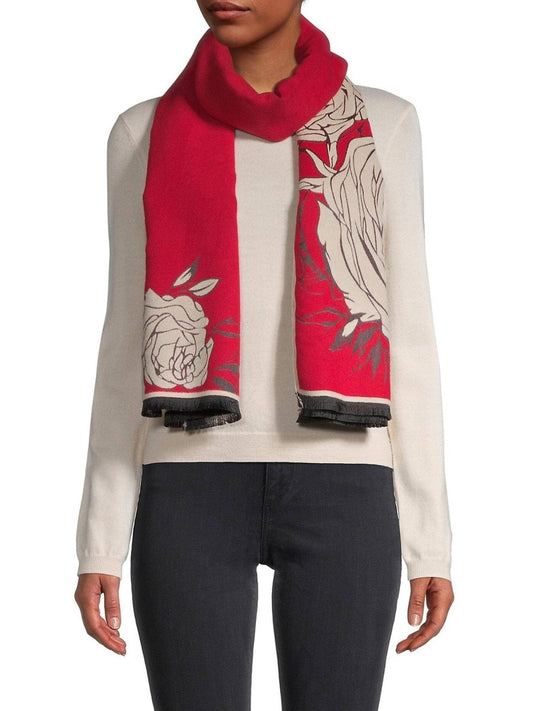 Fiore Reversible Rose Pattern Scarf