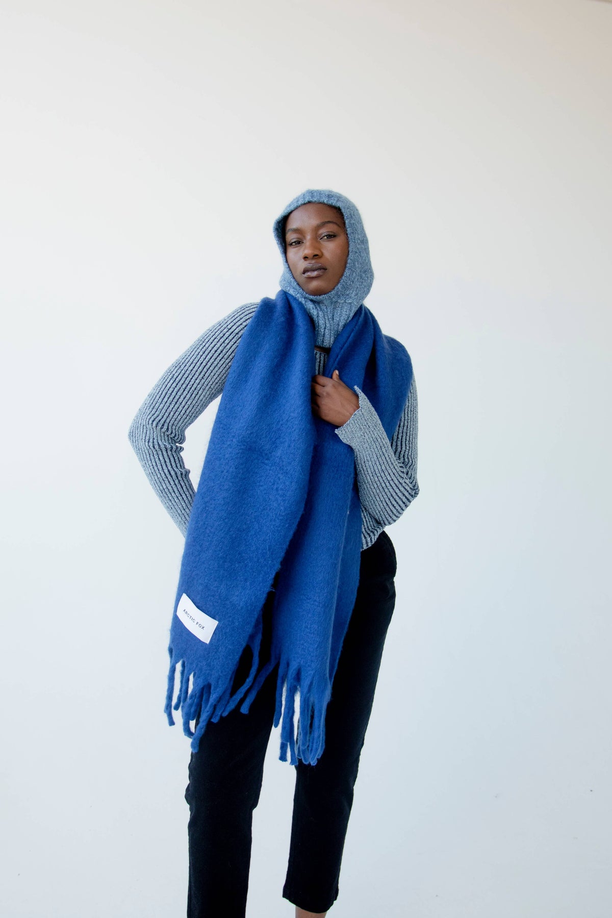 Alpaca Balaclava Fitted Hood - Glacier Blue