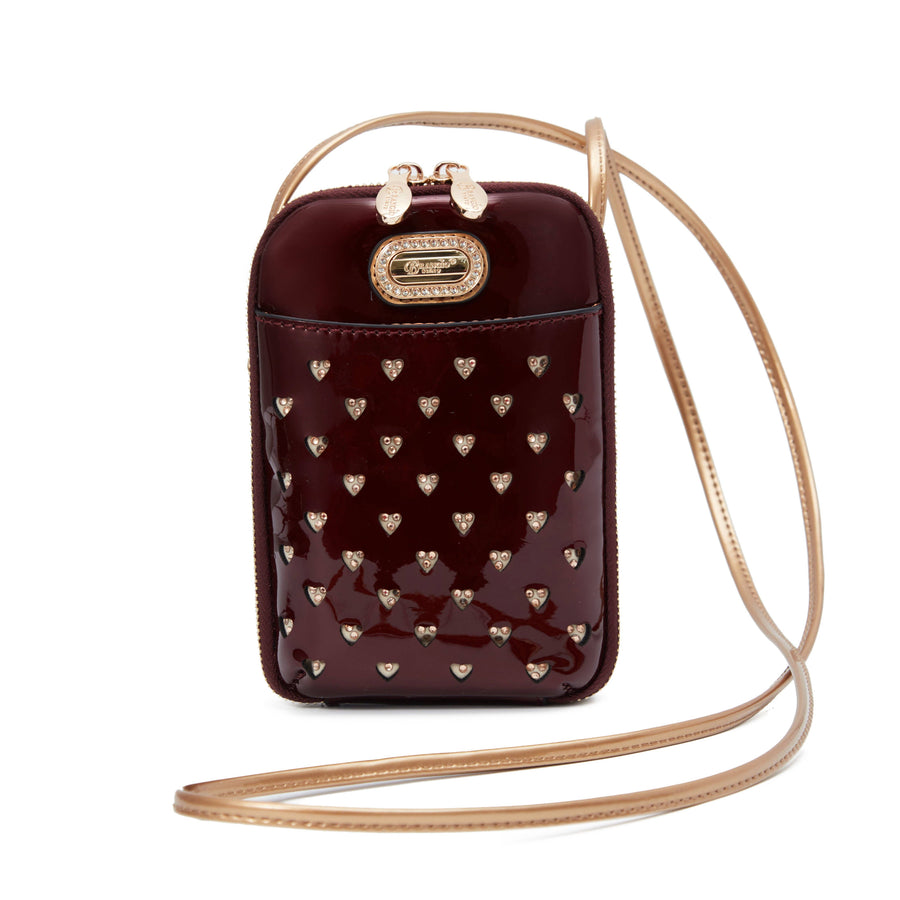 Brangio Italy Heart Stud Mini Patent Leather Phone Purse