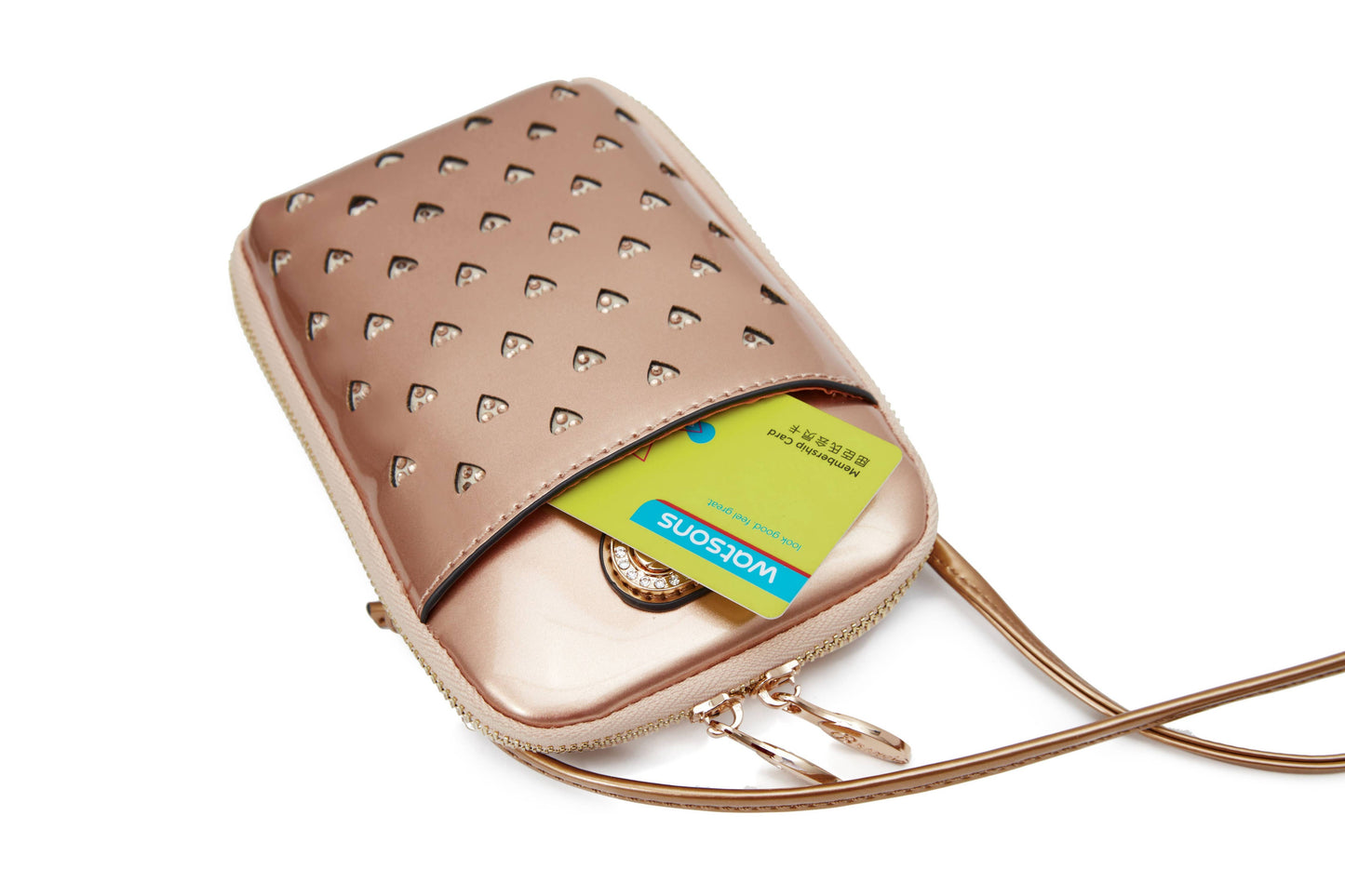 Brangio Italy Heart Stud Mini Patent Leather Phone Purse