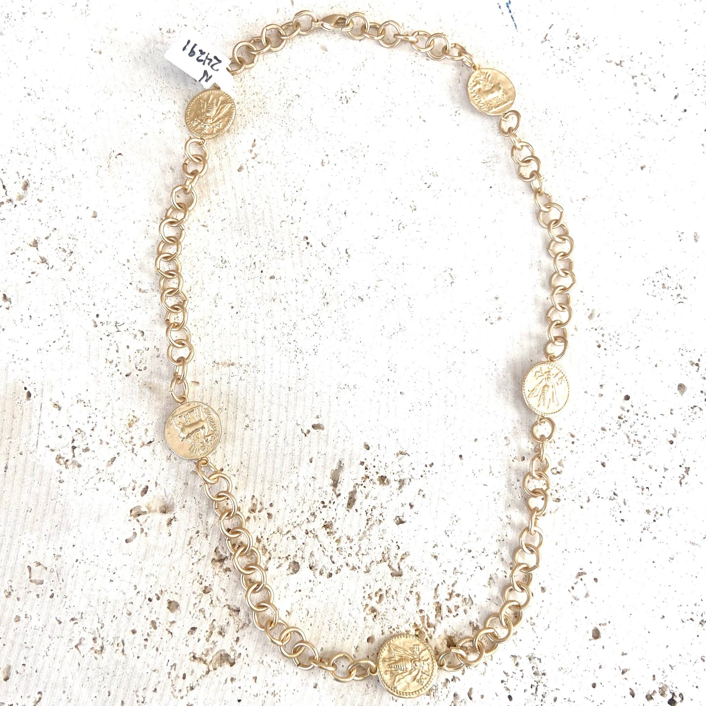 Layering coin necklace bee horse jewelry