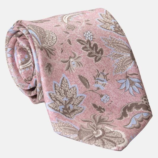 Medici - Printed Silk Tie - Pink XL
