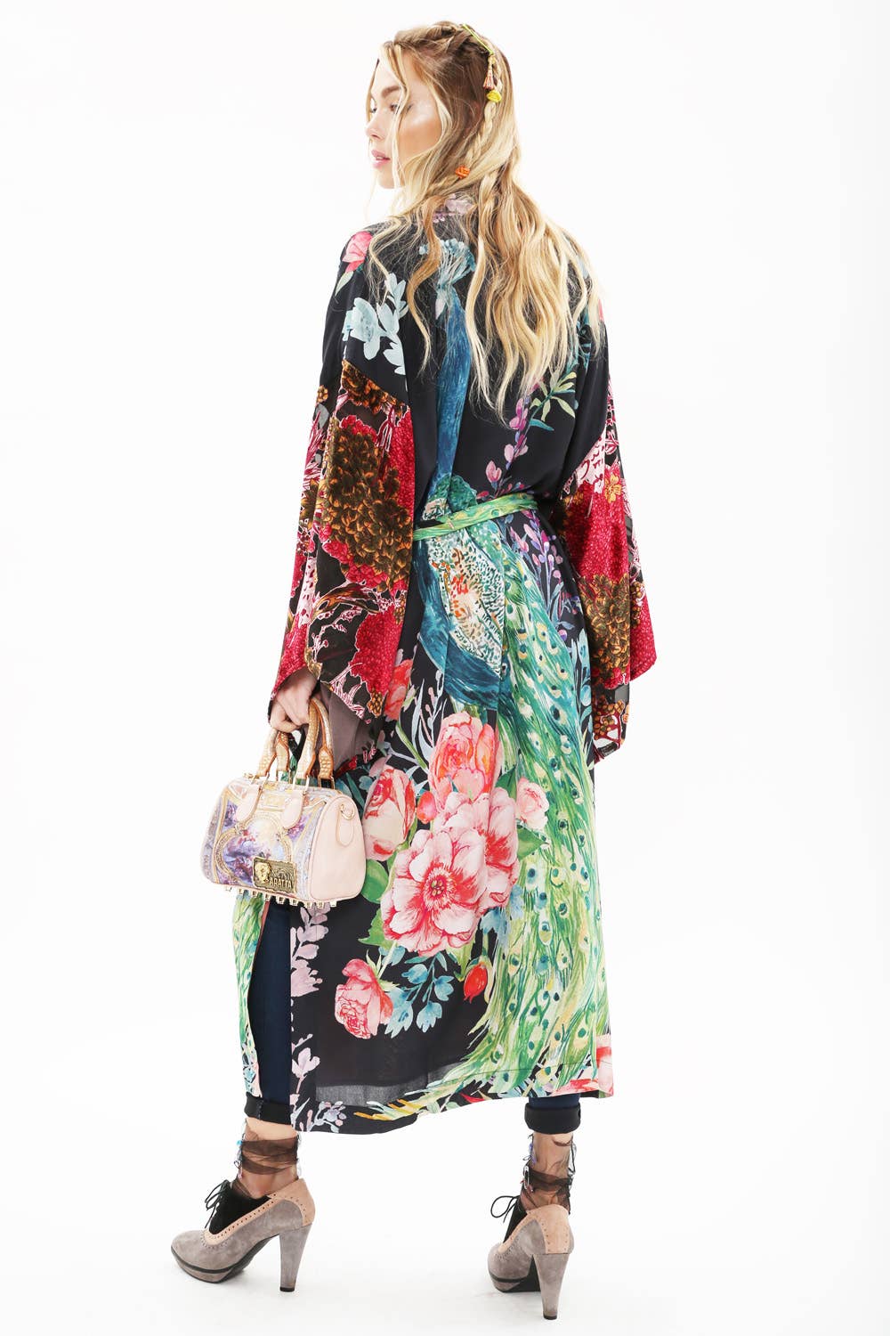 Sweet Fantasy Kimono | Peacock Floral Print | Women's Kimono