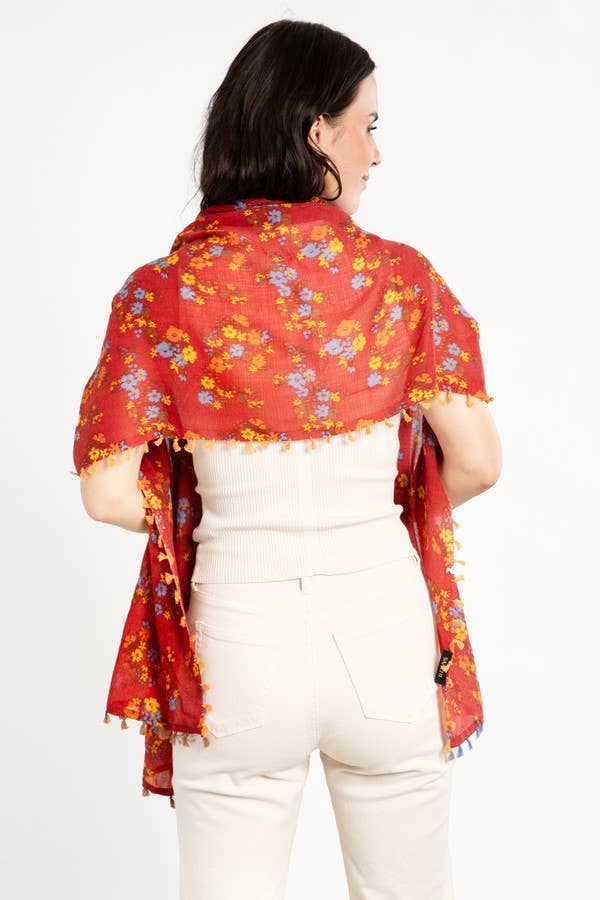 Atalia Floral Printed Wool Scarf And Wraps