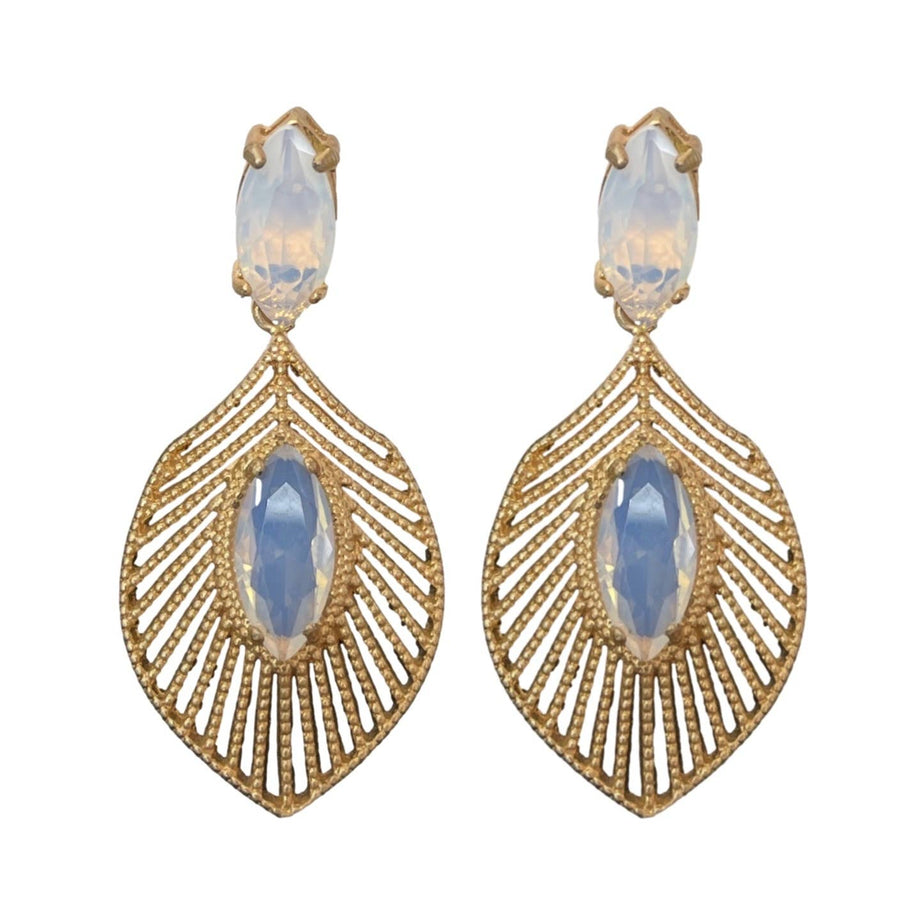 Rose Gold and Frosted Quartz Palm Statement Earrings