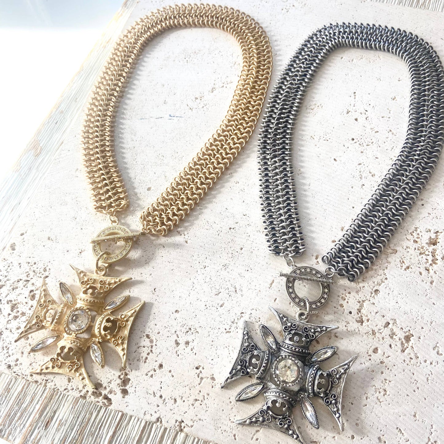 Statement necklace vintage style chain mail chain