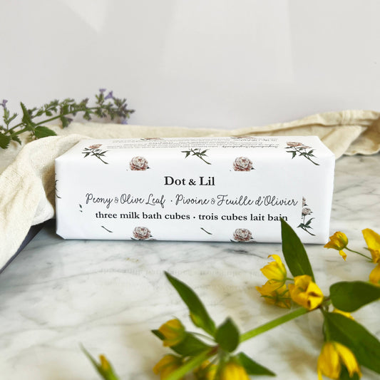 Peony & Olive Leaf Milk Bath Cubes Trio Gift Set