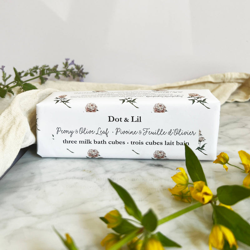 Peony & Olive Leaf Milk Bath Cubes Trio Gift Set