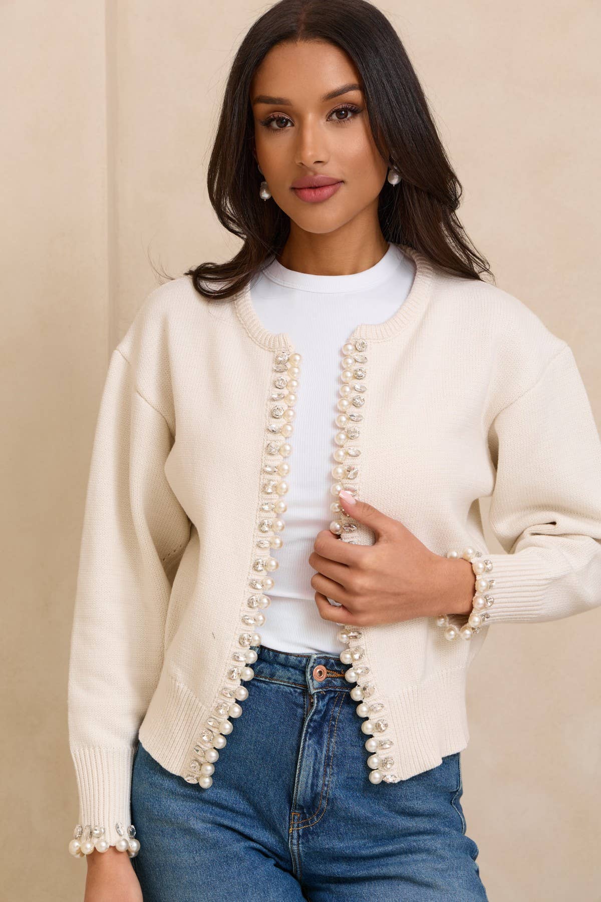 Pearl & Crystal Trim Cardigan