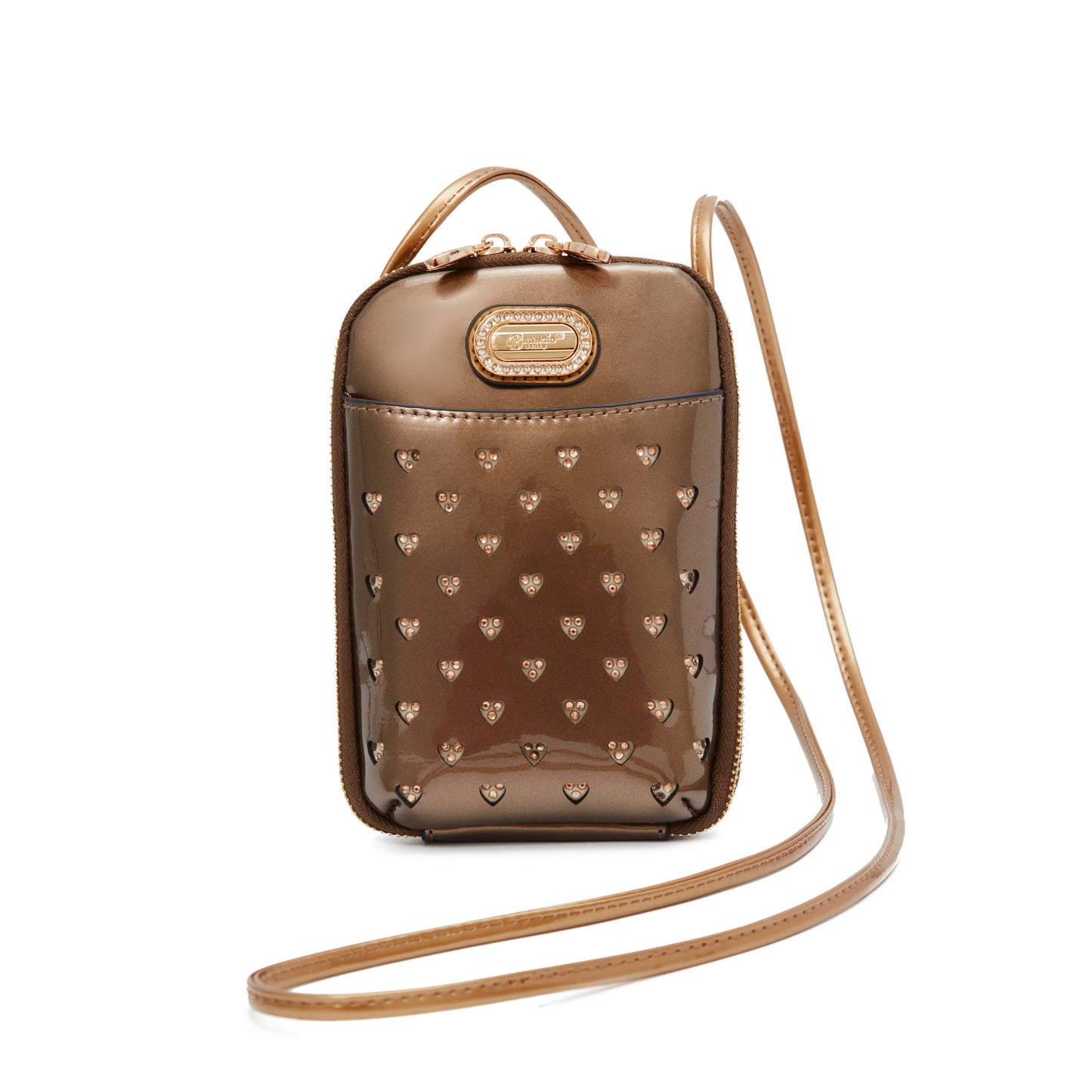 Brangio Italy Heart Stud Mini Patent Leather Phone Purse