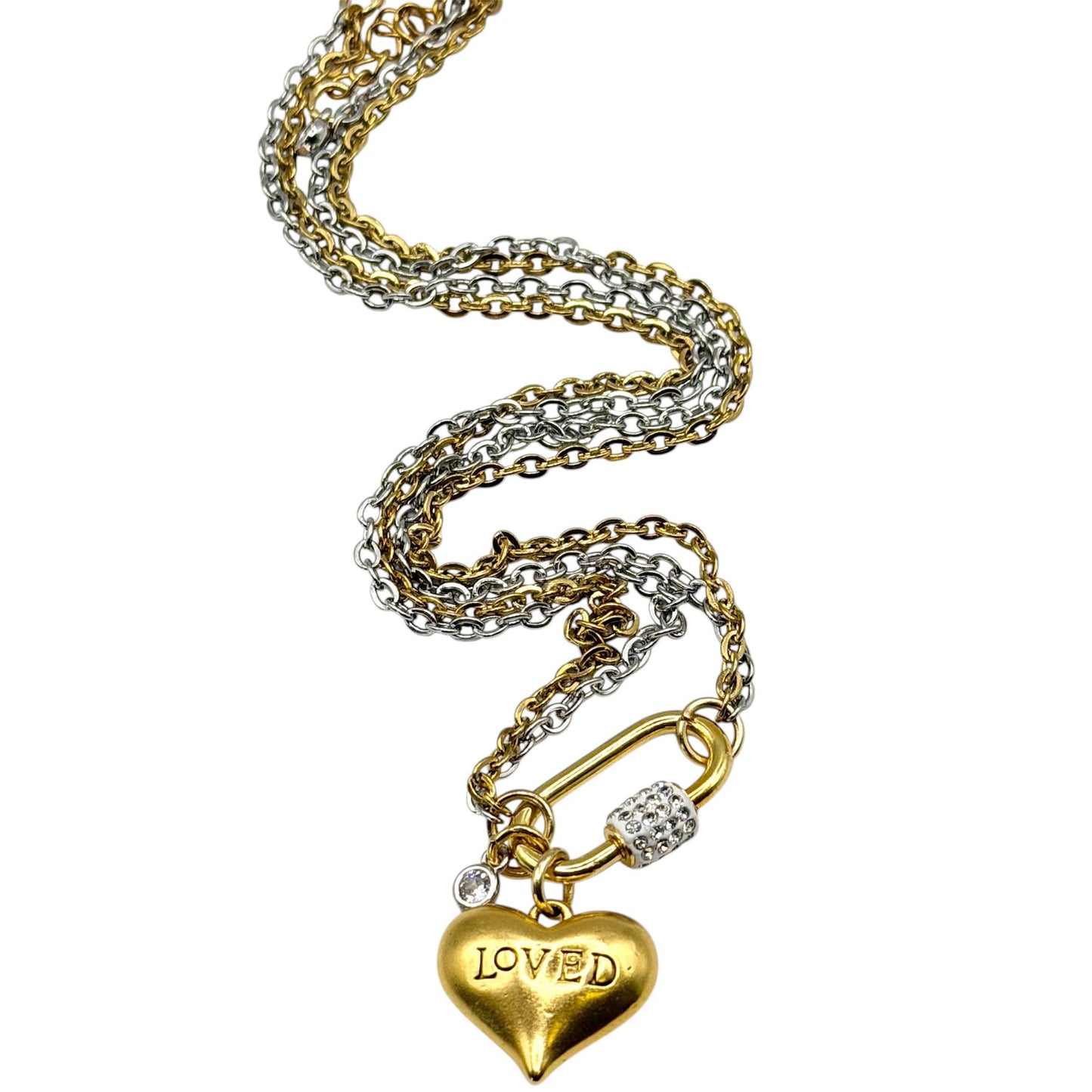 Charm necklace loved heart charm stainless steel mixed 