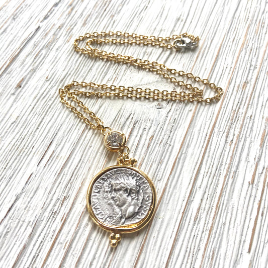 Greek coin necklace non tarnishing jewelry boutique