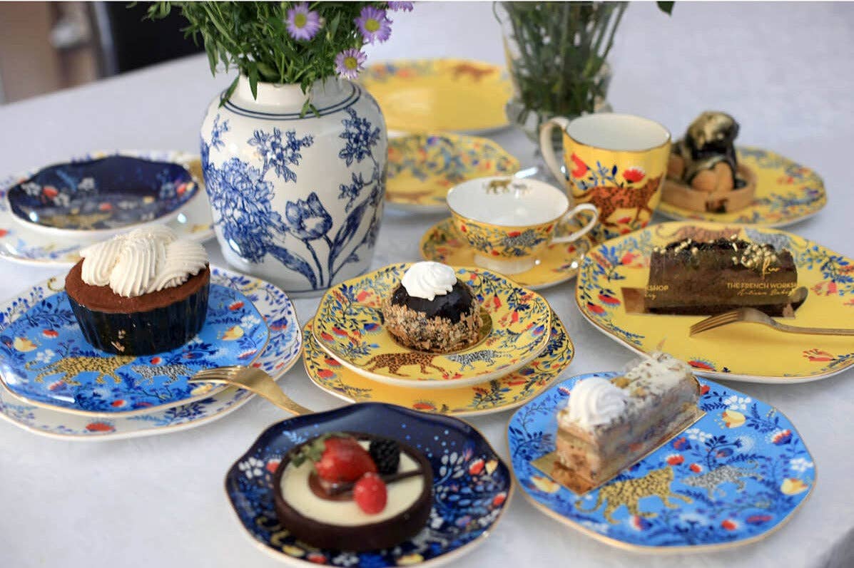 Amazon Rainforest Bone China Plates In Blue, Set Of Three