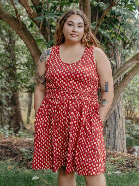 Asheville Plus Size Dress Micro Floral Red