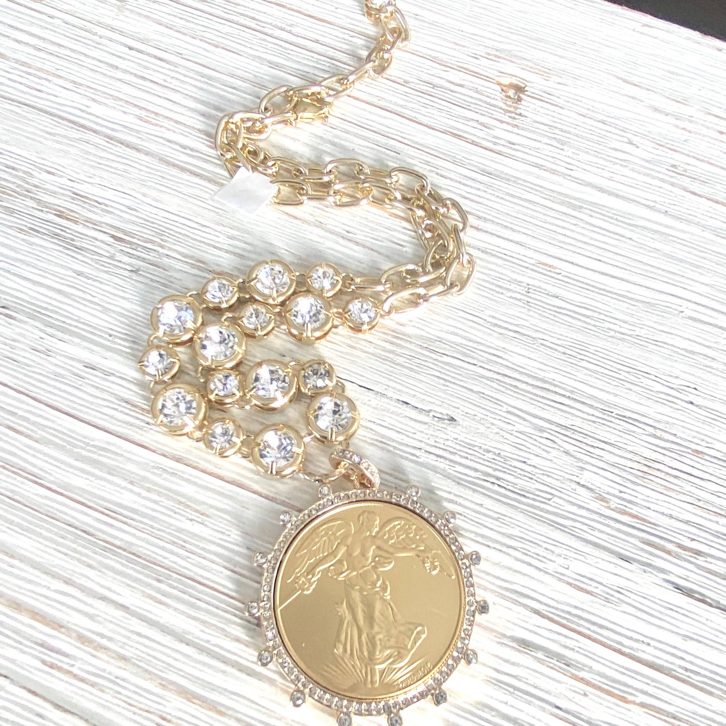 Gold french peace coin jewelry boutique style