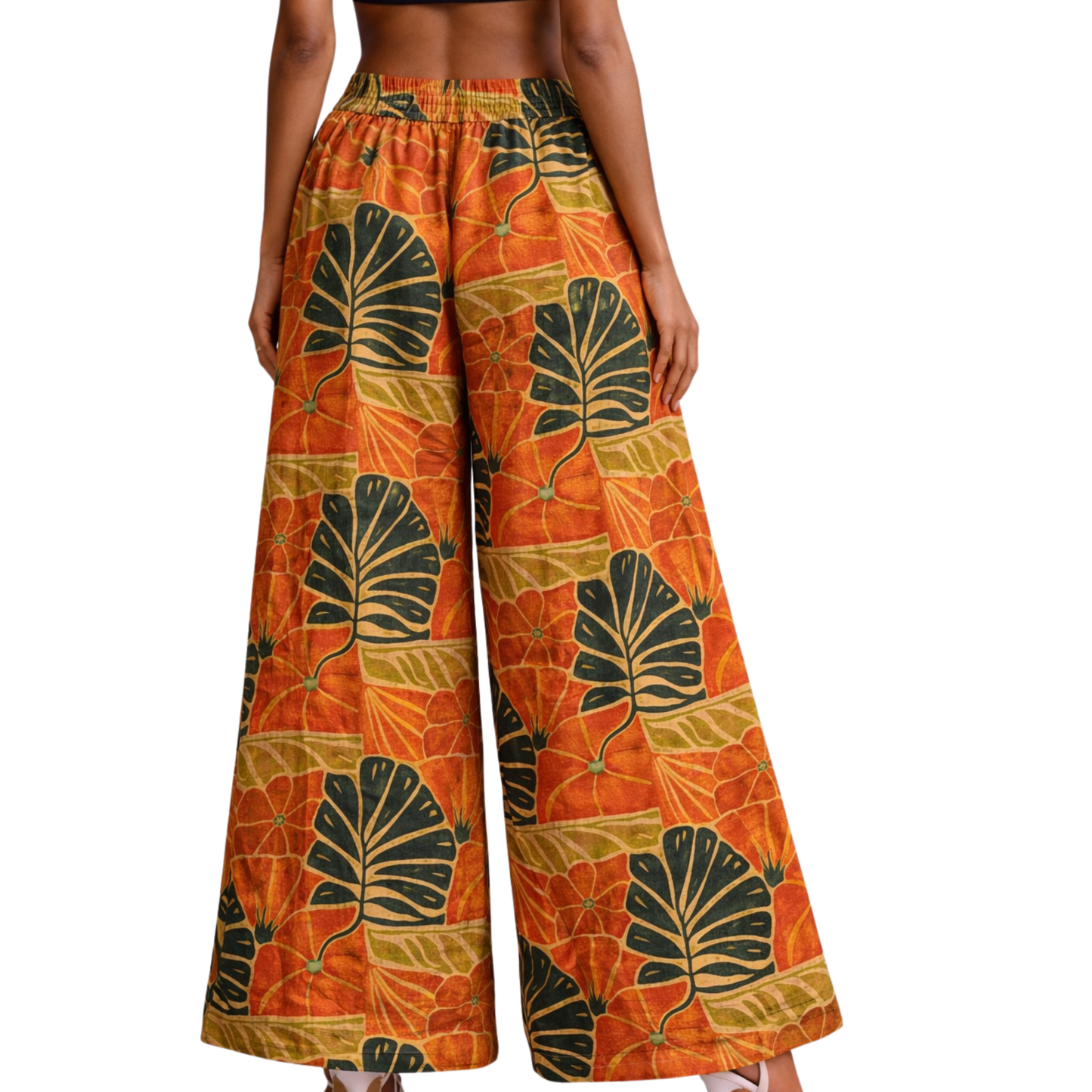 Rachel Linen Palazzo Pants – Flat Front – Artist Prints