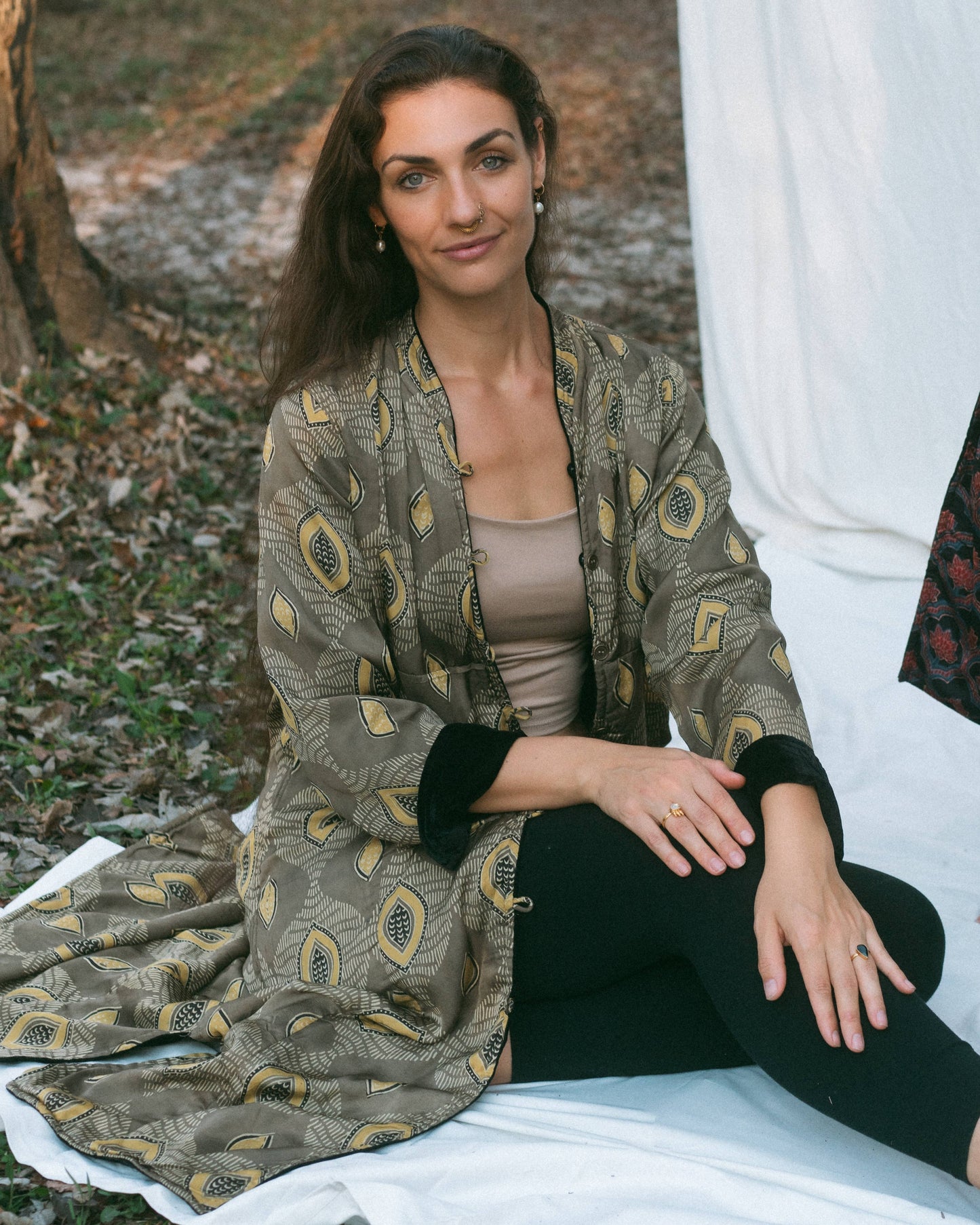 Silk and Velvet Reversible Coat ~ Gold
